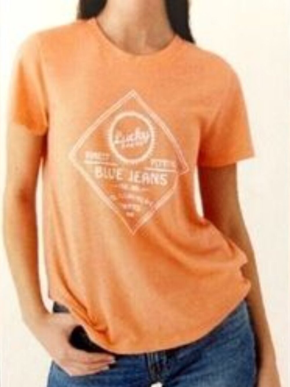 NWT Lucky Brand Orange And White Tee